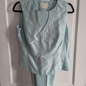 Cache Light Blue Silk Top